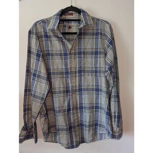 Men's Unbranded Blue Green Plaid Casual Button Down Shirt M Standard